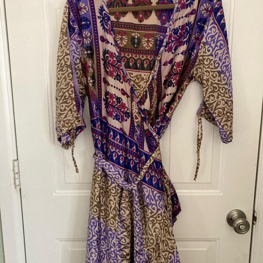 Silk and poly Wrap Dress size R